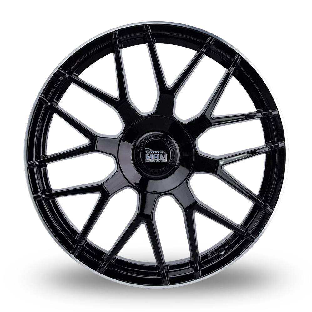 18" MAM GT1 Black Polished Lip Alloy Wheels