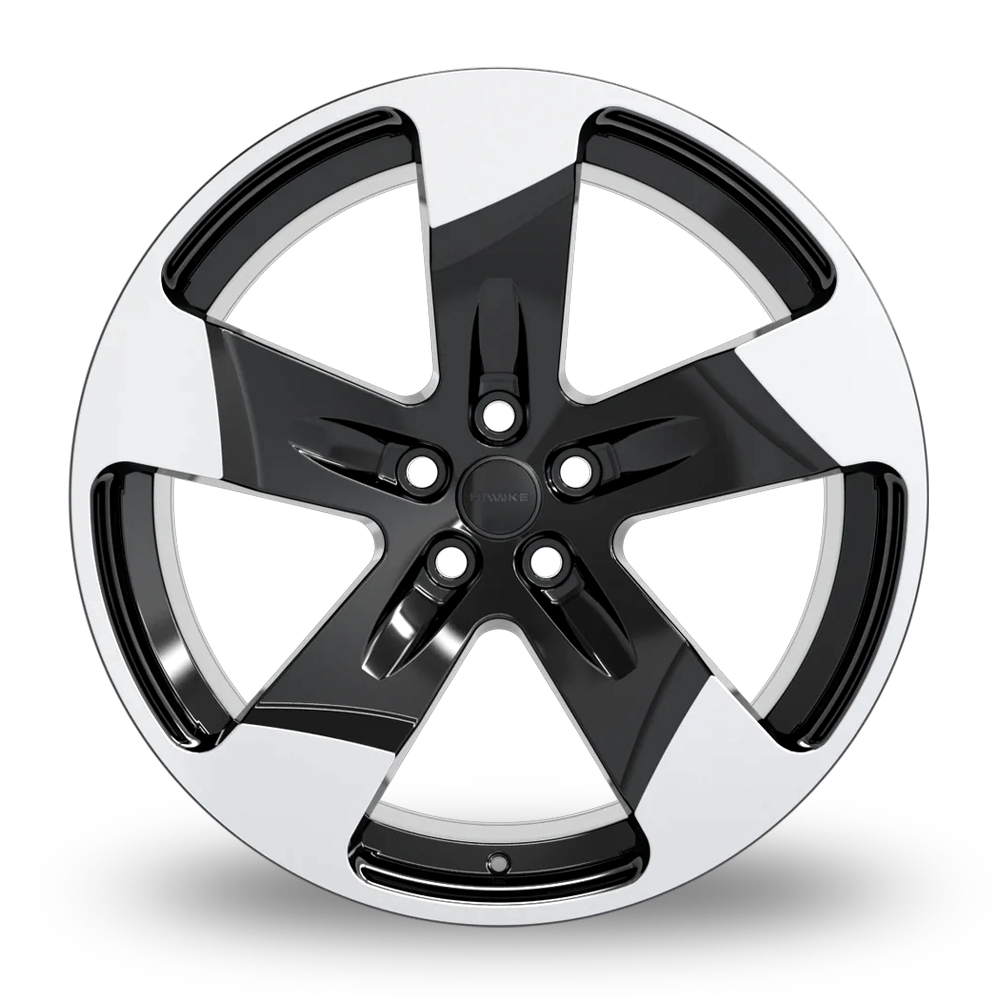 22" Hawke Five Tooth Black Polished Alloy Wheels