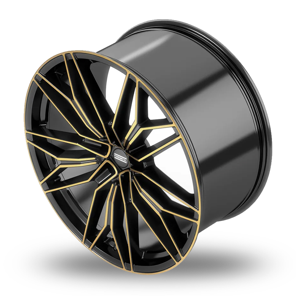 23" Fondmetal STC-23 Black Clearcoat Glossy Gold Machined Alloy Wheels