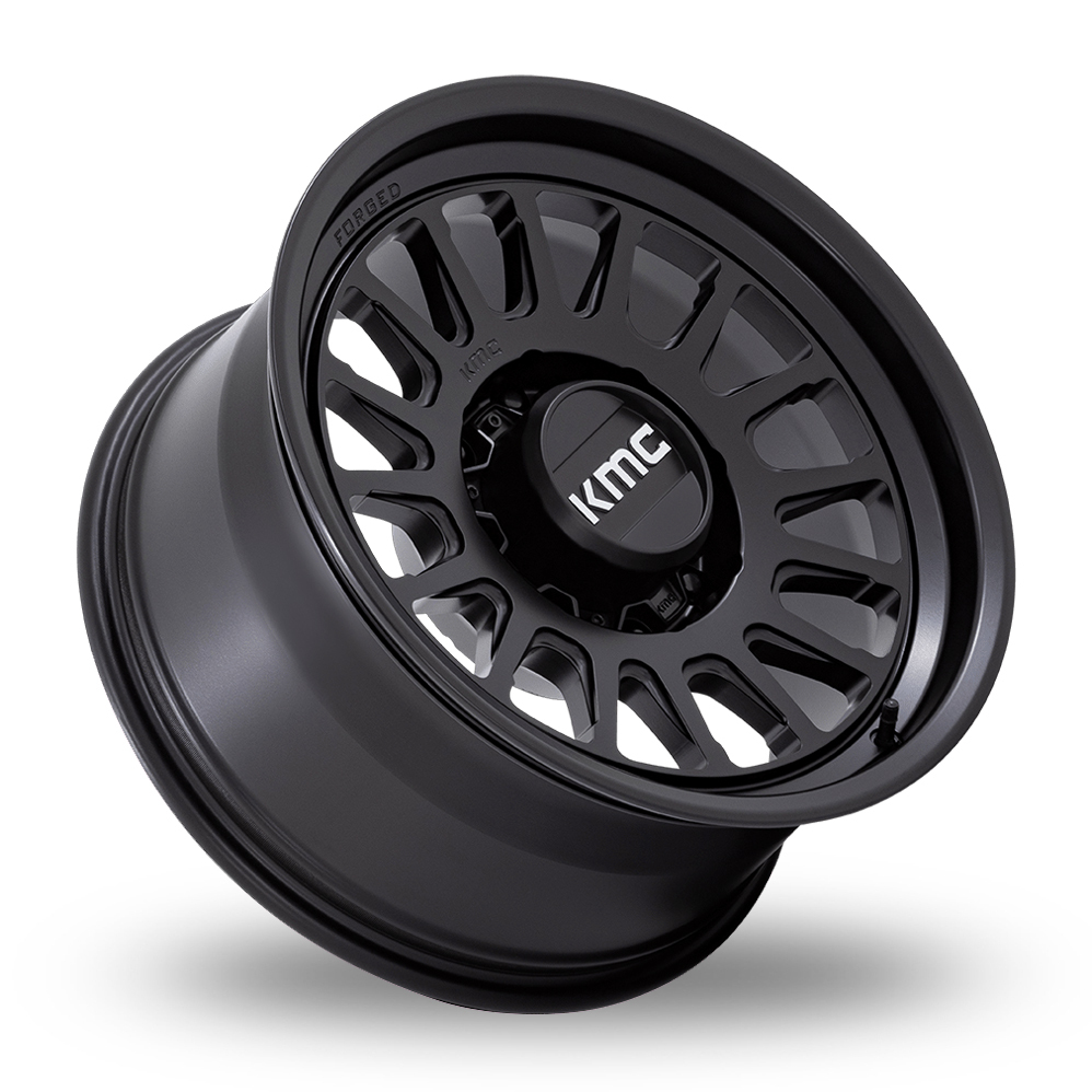 18" KMC KM447 Impact Forged Monoblock Satin Black Alloy Wheels
