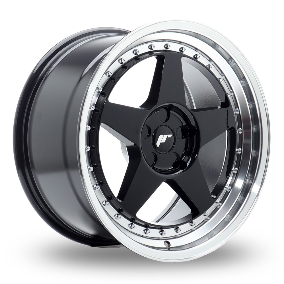 Japan Racing JR6 (9x18) (Custom Fitment) Gloss Black Machined Lip Alloy Wheels