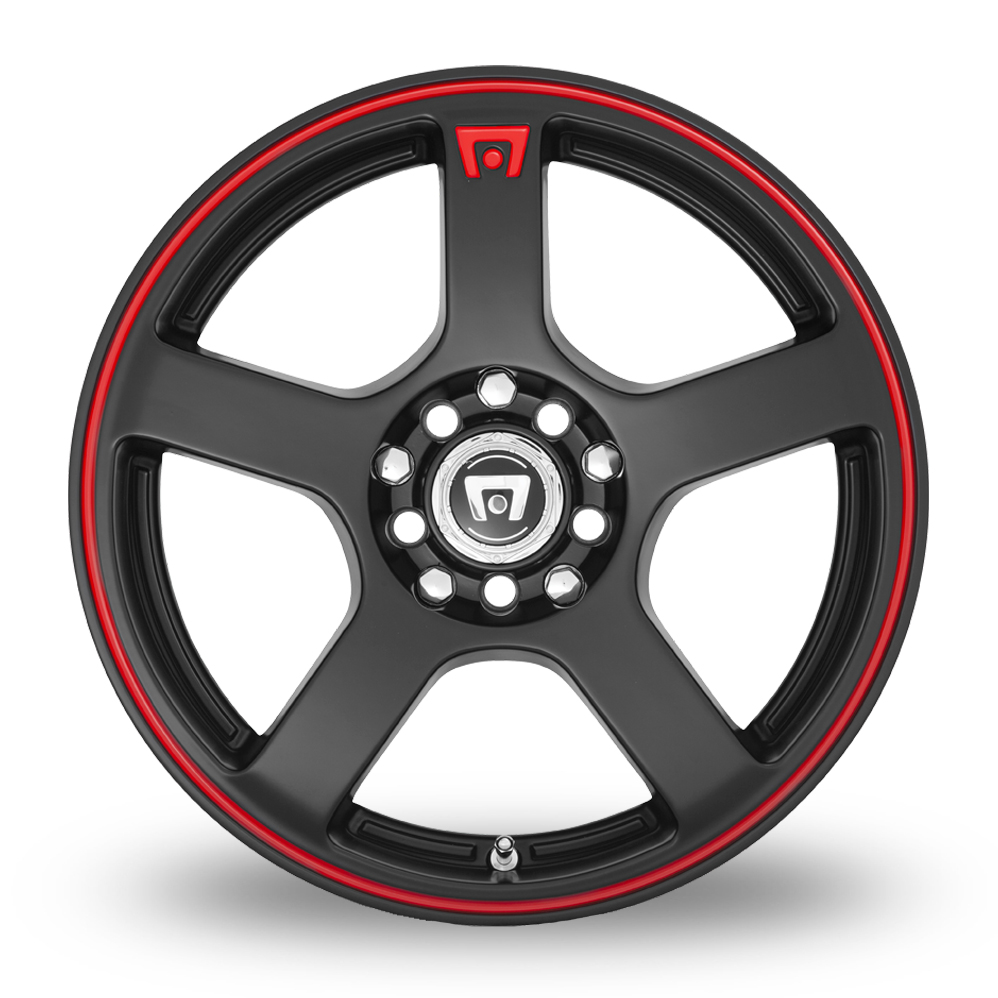 18" Motegi Racing MR116 FS5 (USA Warehouse) Matte Black With Red Stripe Alloy Wheels