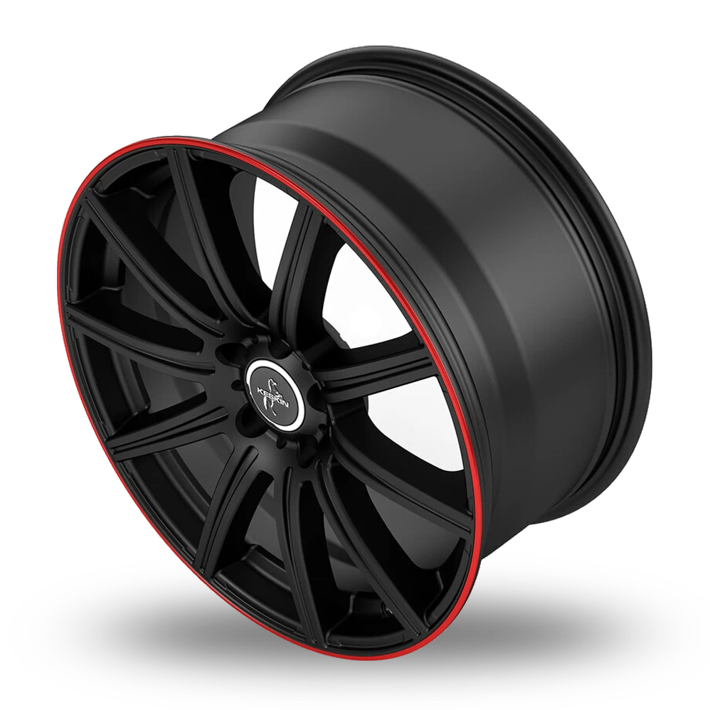 19" Keskin Tuning KT16 Matt Black Lip Red Alloy Wheels