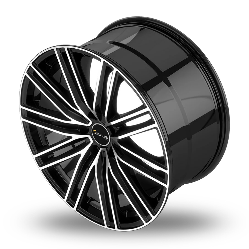 22" Avus Racing AC-M08 Black Polished Alloy Wheels