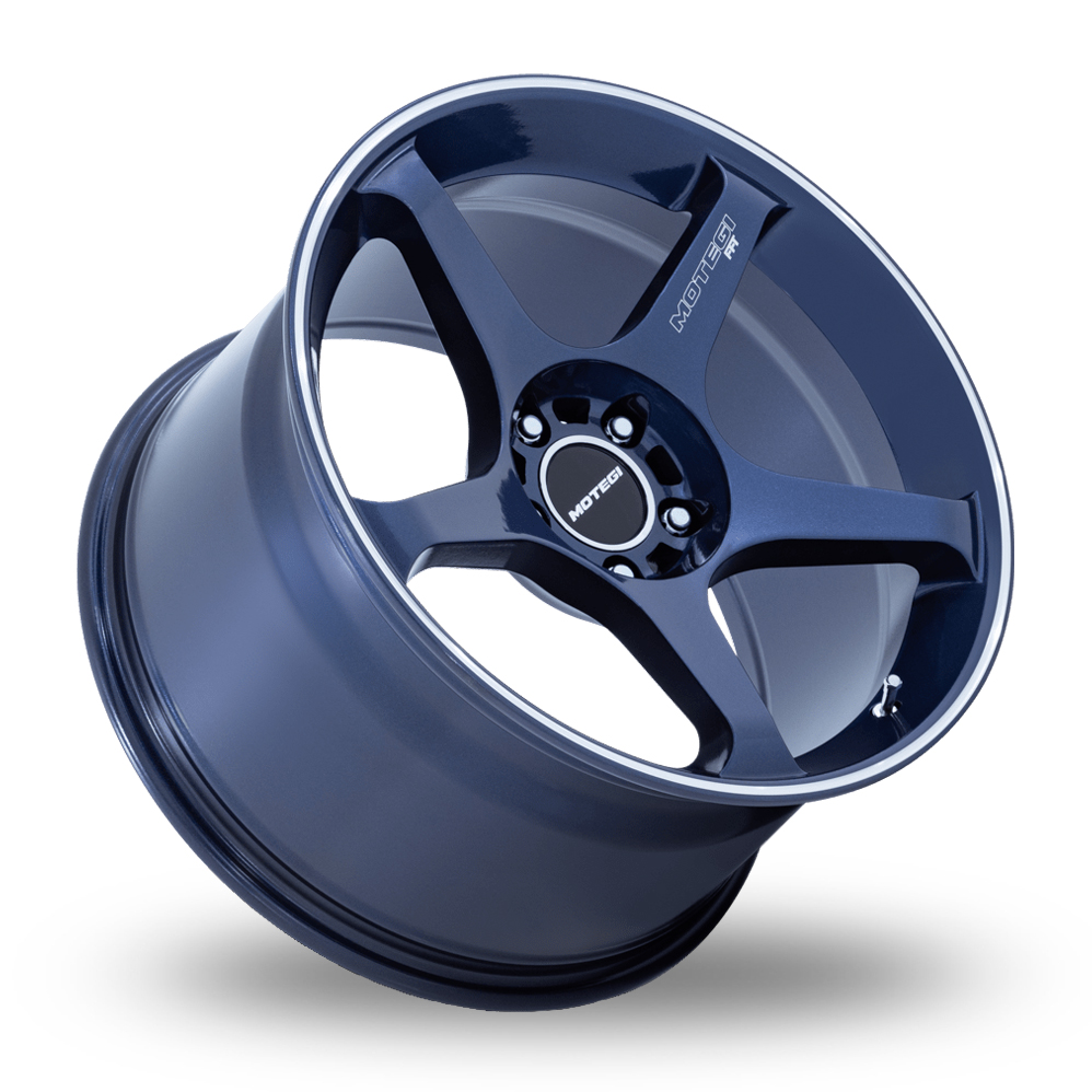 18" Motegi Racing MR159 Battle V (USA Warehouse) Obsidian Blue With Machined Lip Stripe Alloy Wheels