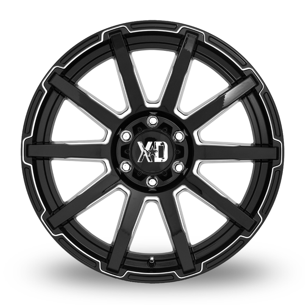 22" XD XD847 Outbreak Gloss Black Milled Alloy Wheels