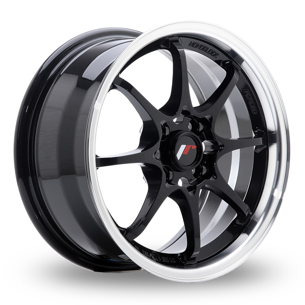 Japan Racing JR5 (7x15) Gloss Black Machined Lip Alloy Wheels