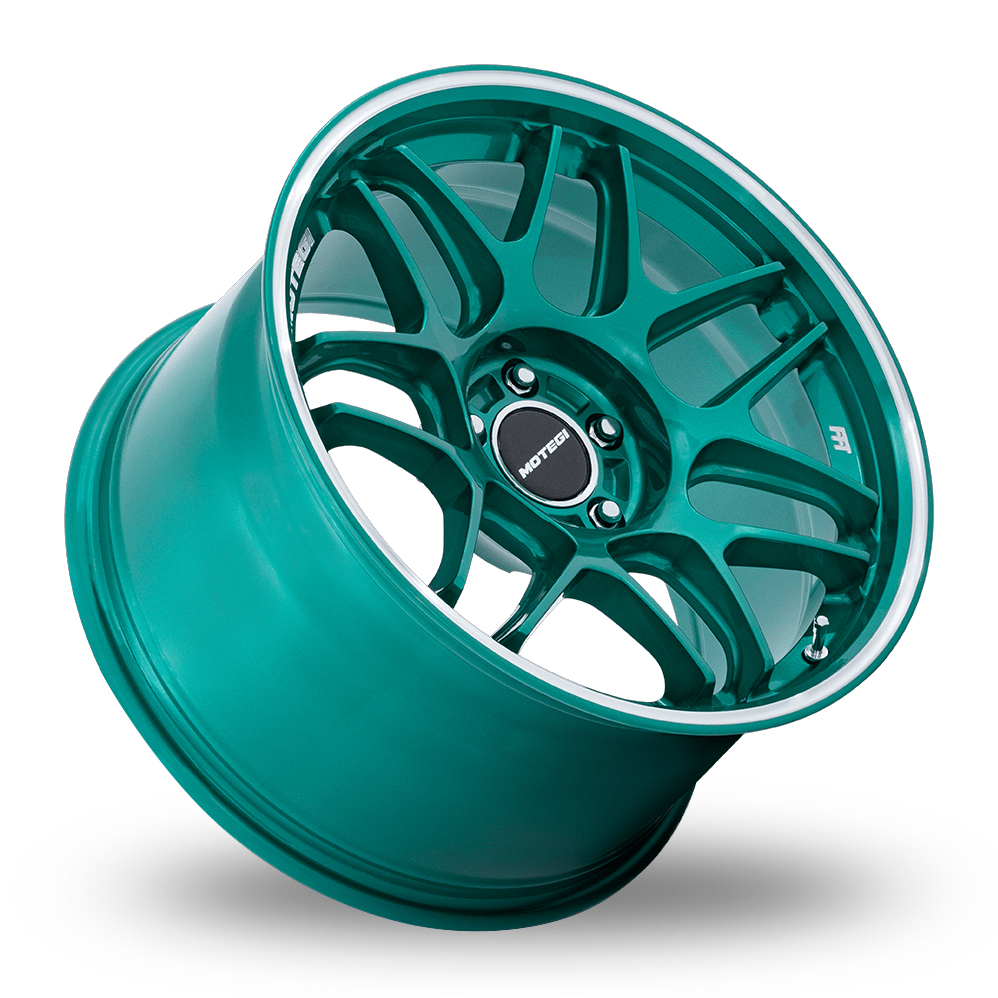 18" Motegi Racing MR158 Tsubaki (USA Warehouse) Hokkaido Green With Machined Lip Alloy Wheels