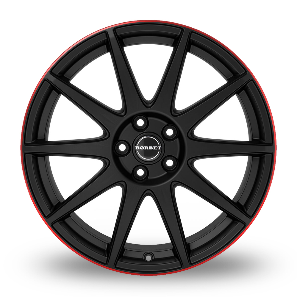 19" Borbet GTX Matt Black Red Rim Alloy Wheels