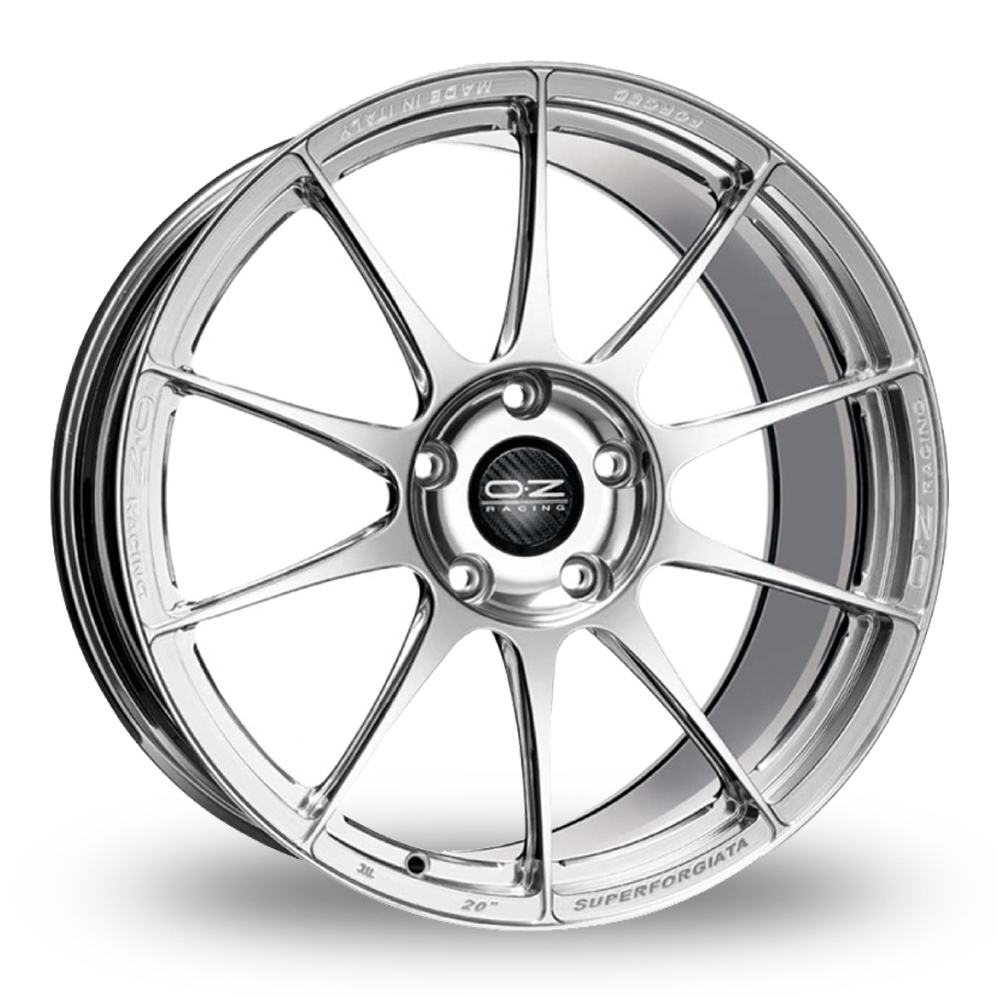 8.5x19 or 9x19 (Front) 10x19, 11x19 or 12x19 (Rear) OZ Racing Superforgiata Ceramic Polished Alloy Wheels