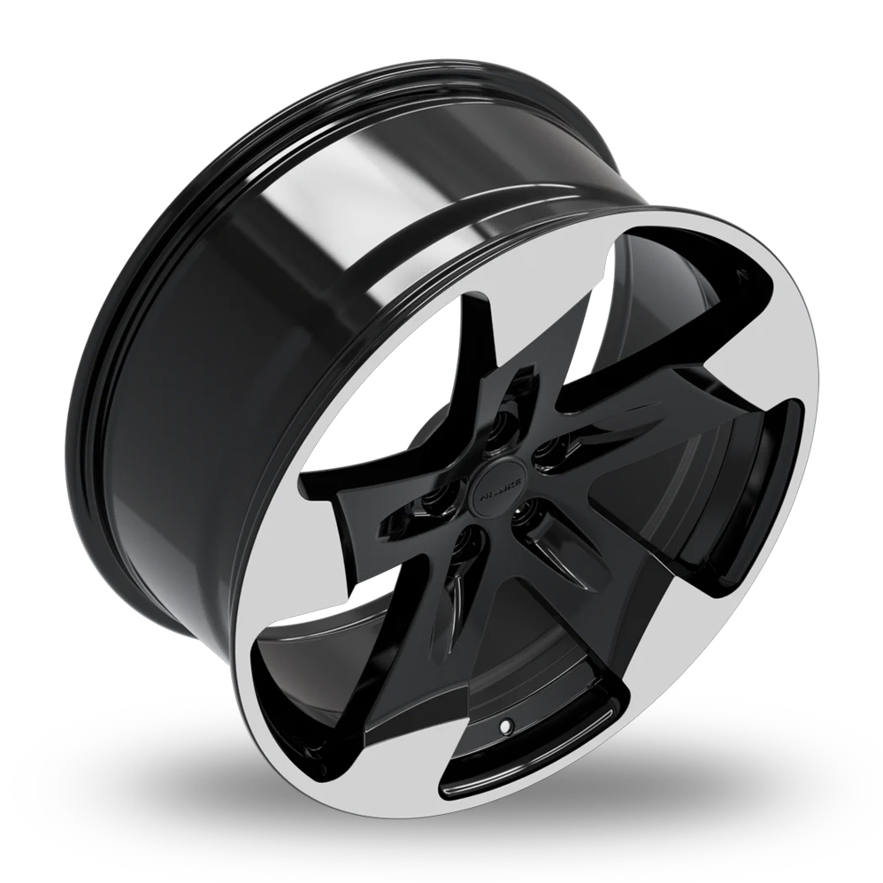 22" Hawke Five Tooth Black Polished Alloy Wheels