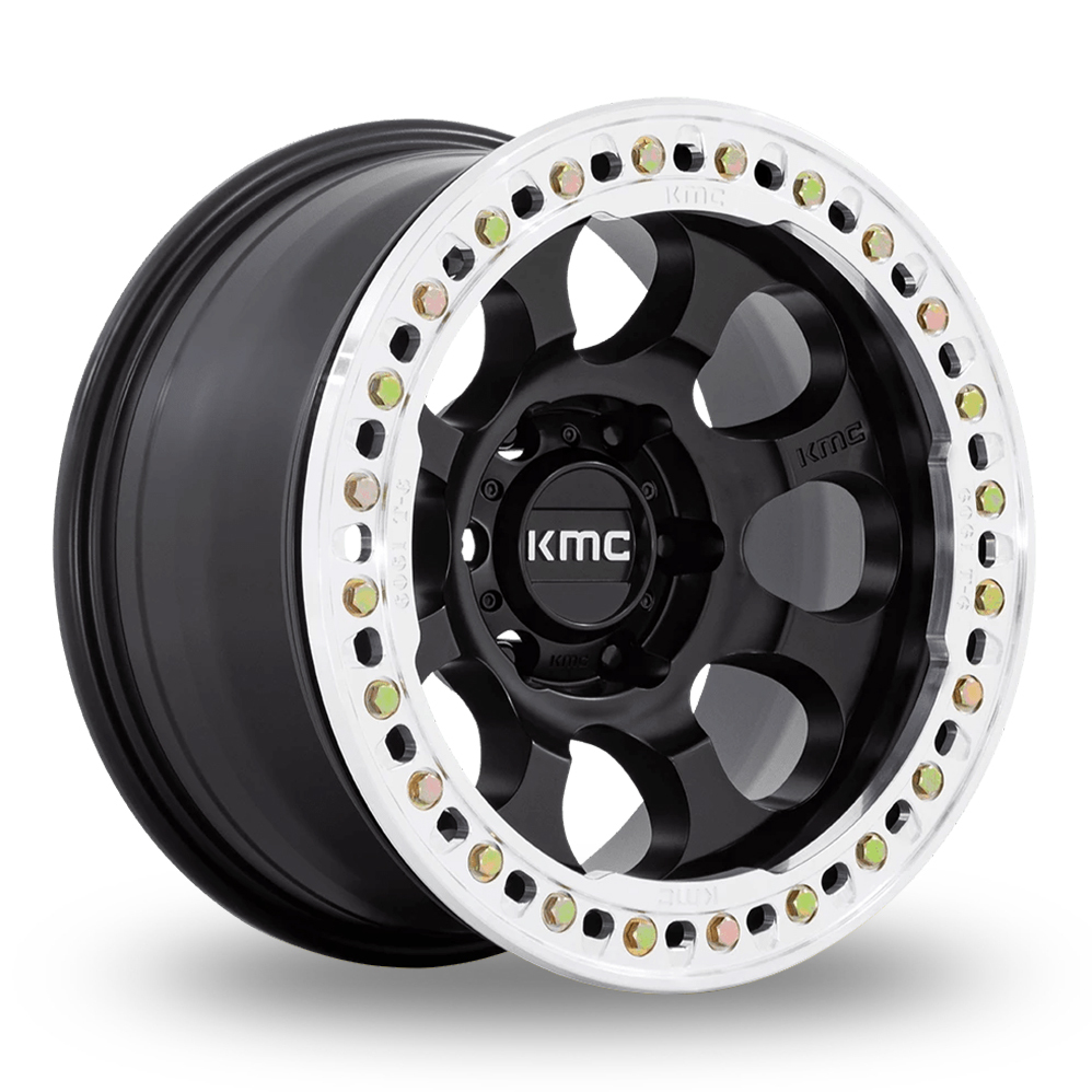 KMC KM237 Riot Beadlock (USA Warehouse) Satin Black With Machined Ring Alloy Wheels