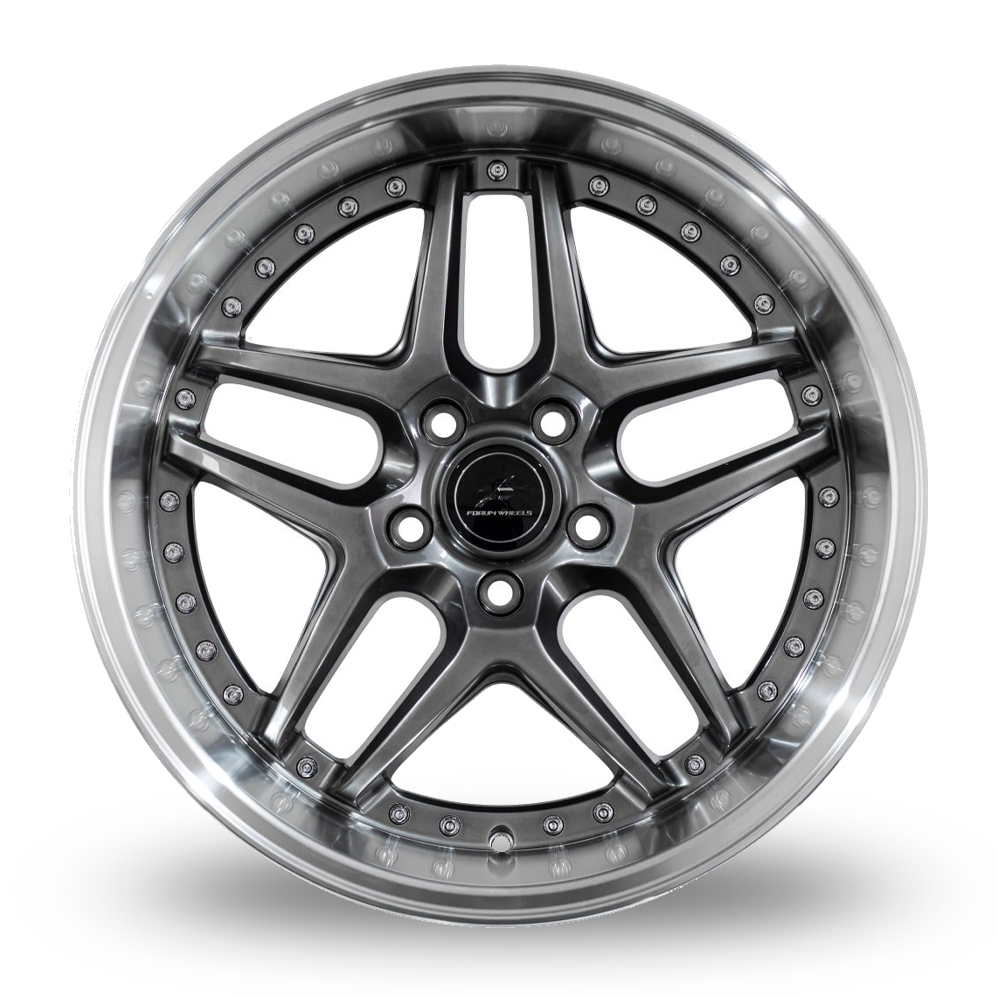 18" Forum Vice Hyper Black Polished lip Alloy Wheels