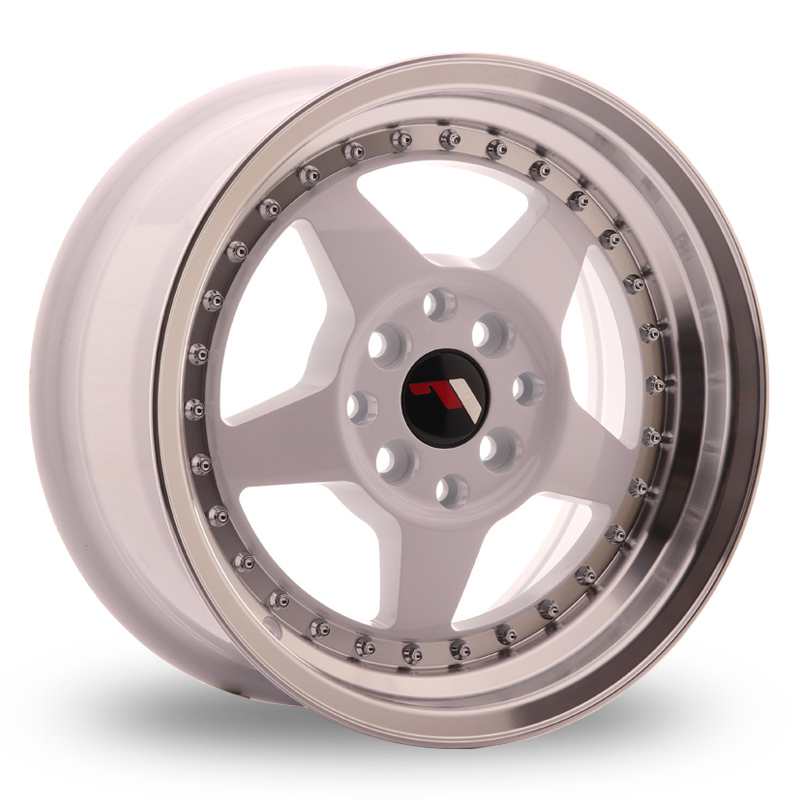17 Inch Japan Racing JR6 (8x17) (Custom Fitment) White Machined Lip Alloy Wheels