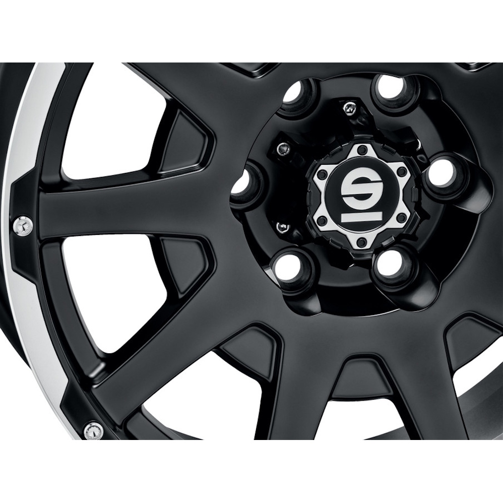17" Sparco Dakar Matt Black Lip Polished Rivets Alloy Wheels