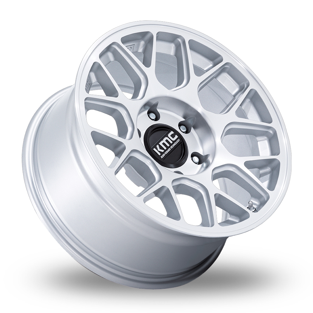 17" KMC KM730 Hatchet Gloss Silver With Machined Face Alloy Wheels