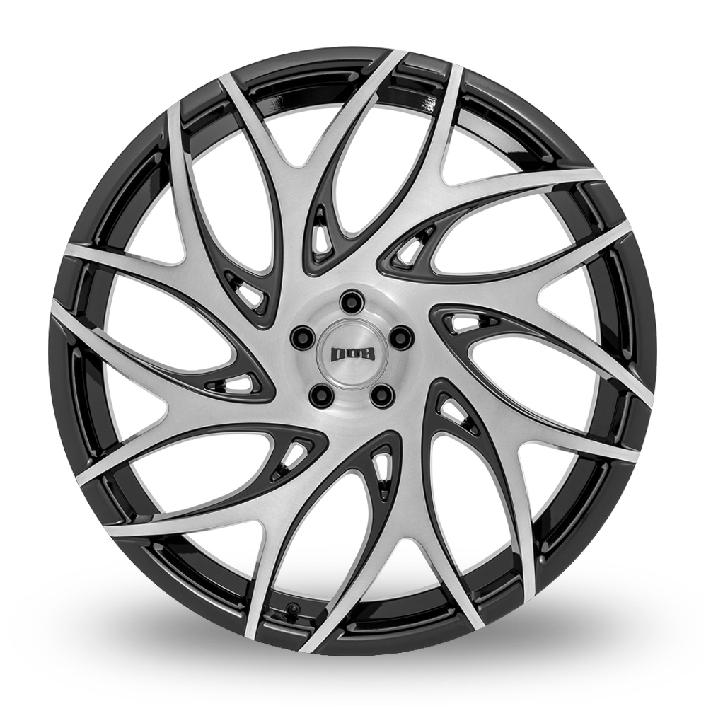 26" DUB S260 G.O.A.T. Brushed Face With Gloss Black Dark Tint Spokes Alloy Wheels