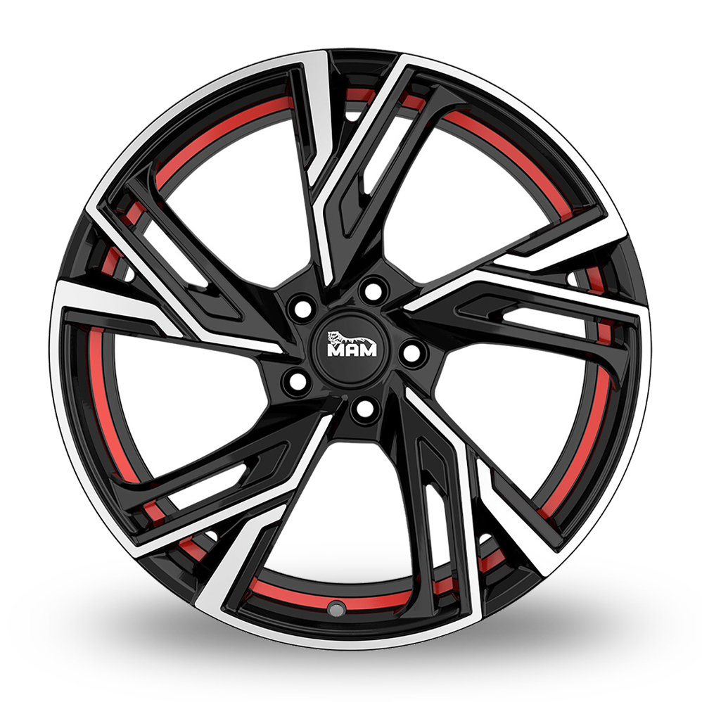 16" MAM RS5 Black Polished Red Inside Alloy Wheels