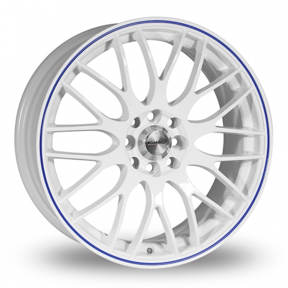 7x17 4x108/4x100 ET40 Calibre Motion (White Blue Pinstripe) (73.1cb) (500kg Load) Alloy Wheels