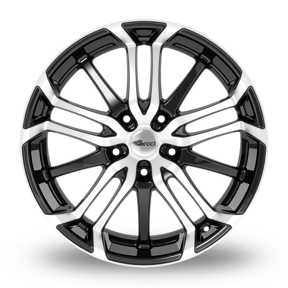 17" Brock B26 Gloss Black Polished Alloy Wheels