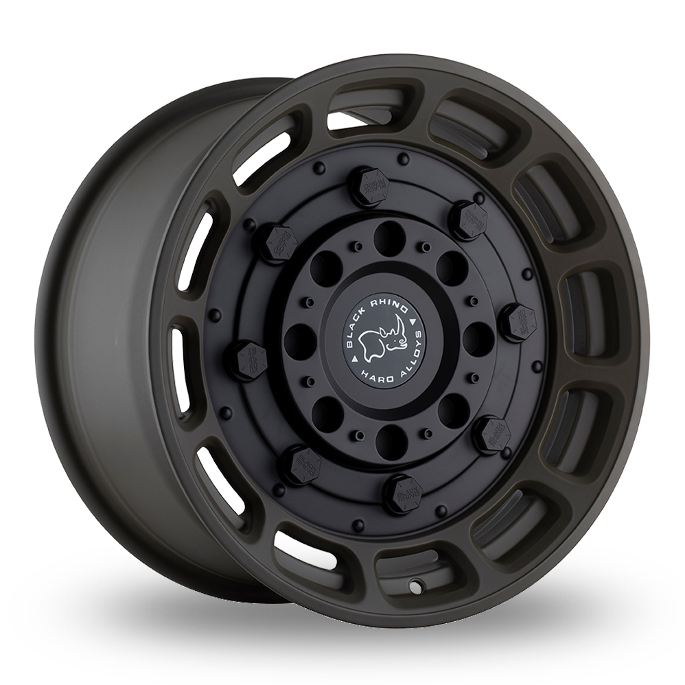 Black Rhino Warthog (EU Warehouse) Matt Olive Dab Green With Black Center Alloy Wheels