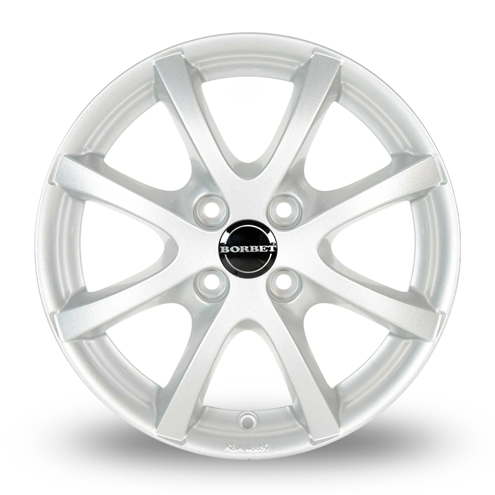 14" Borbet LV4 Crystal Silver Alloy Wheels