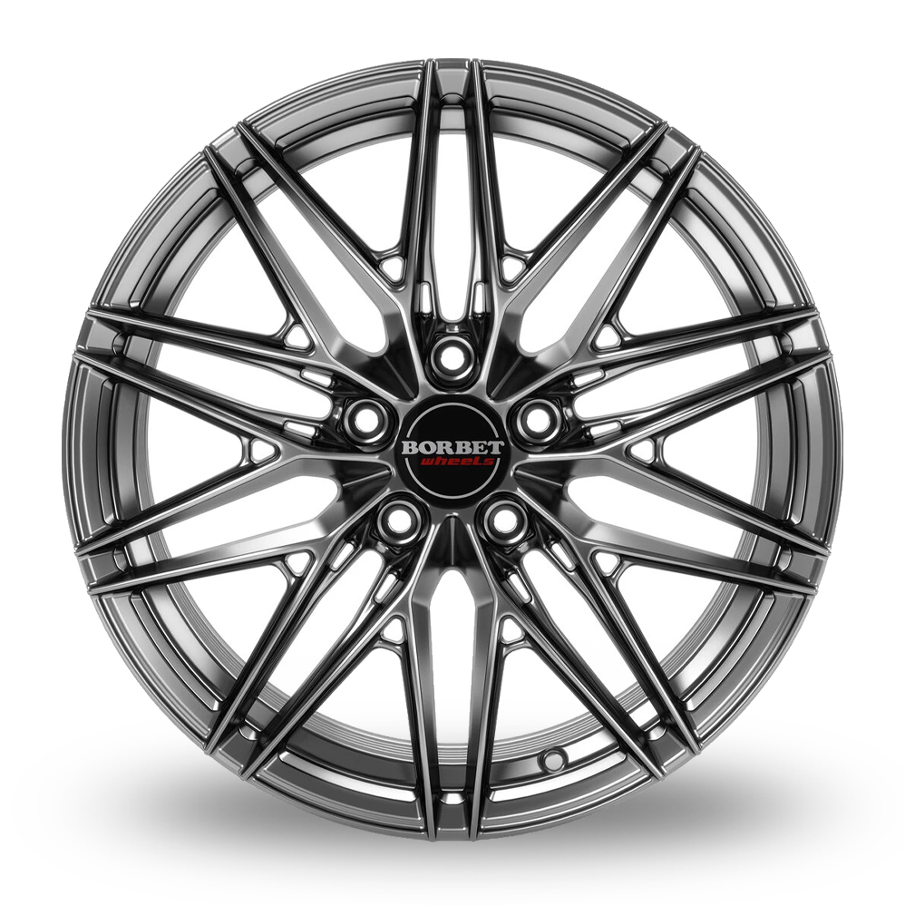 18" Borbet FB1 Hyper Black Silver Alloy Wheels