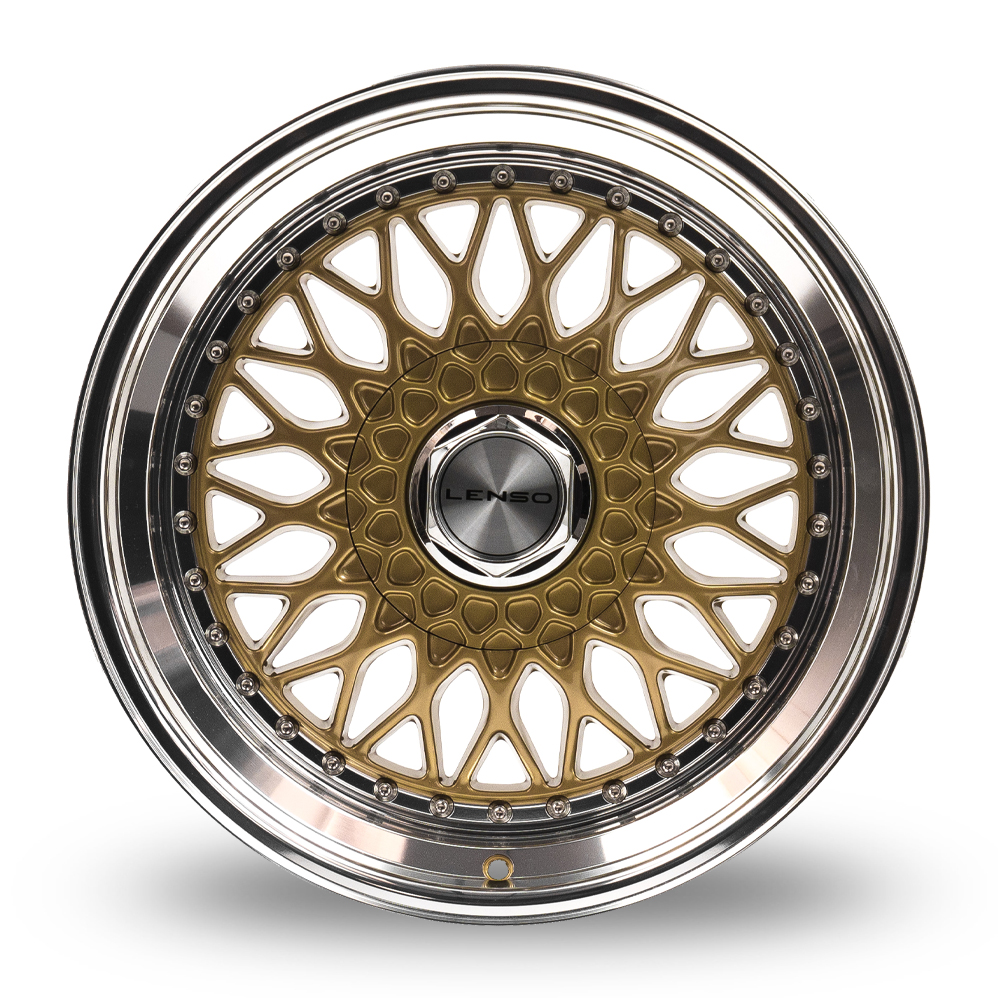 15" Lenso BSX Gloss Gold Polished Alloy Wheels