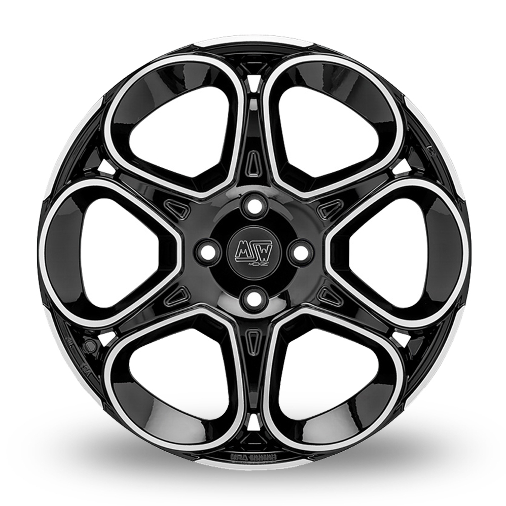 18" MSW (by OZ) 83 Gloss Black Polished Alloy Wheels