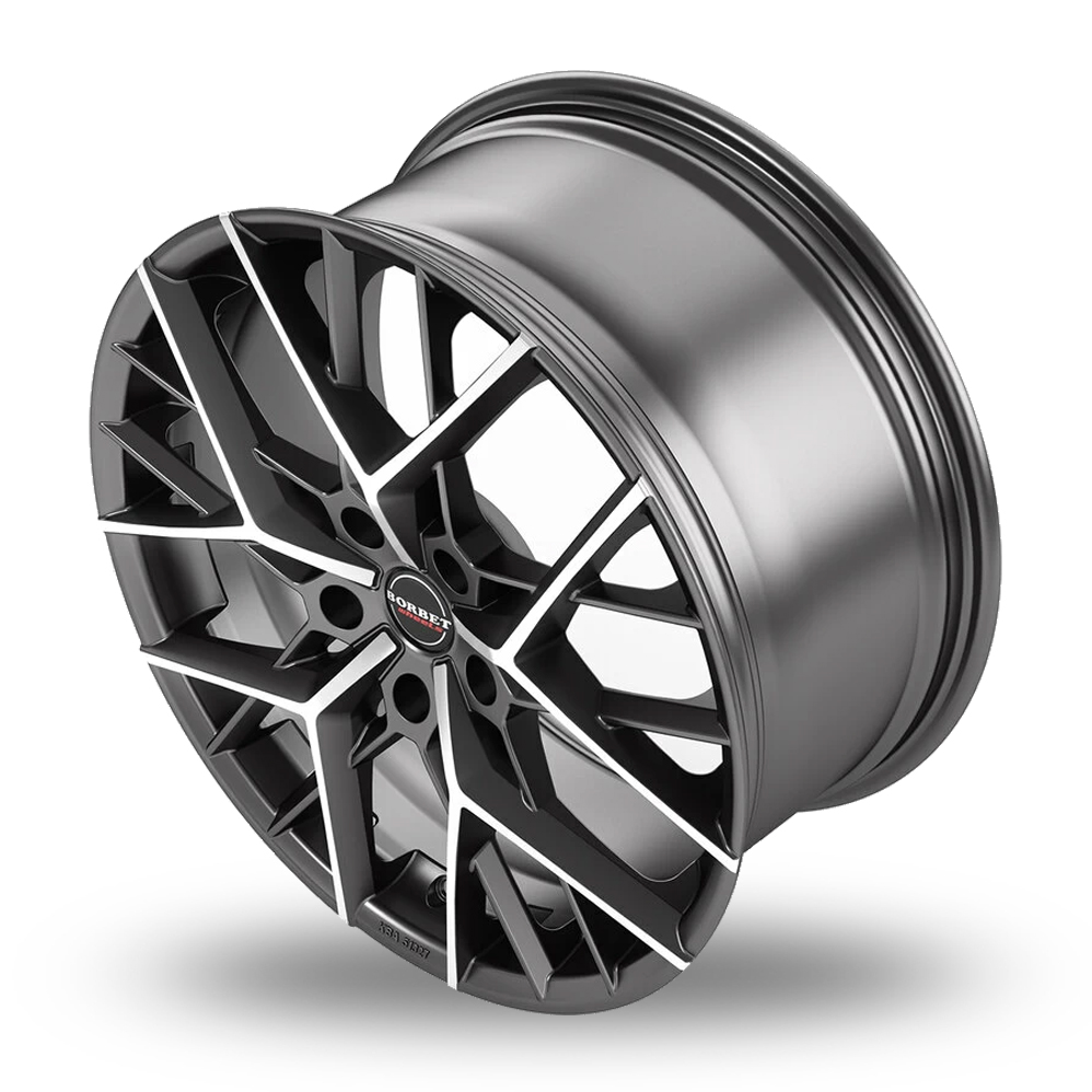 18" Borbet BY Matt Titan Polished Alloy Wheels