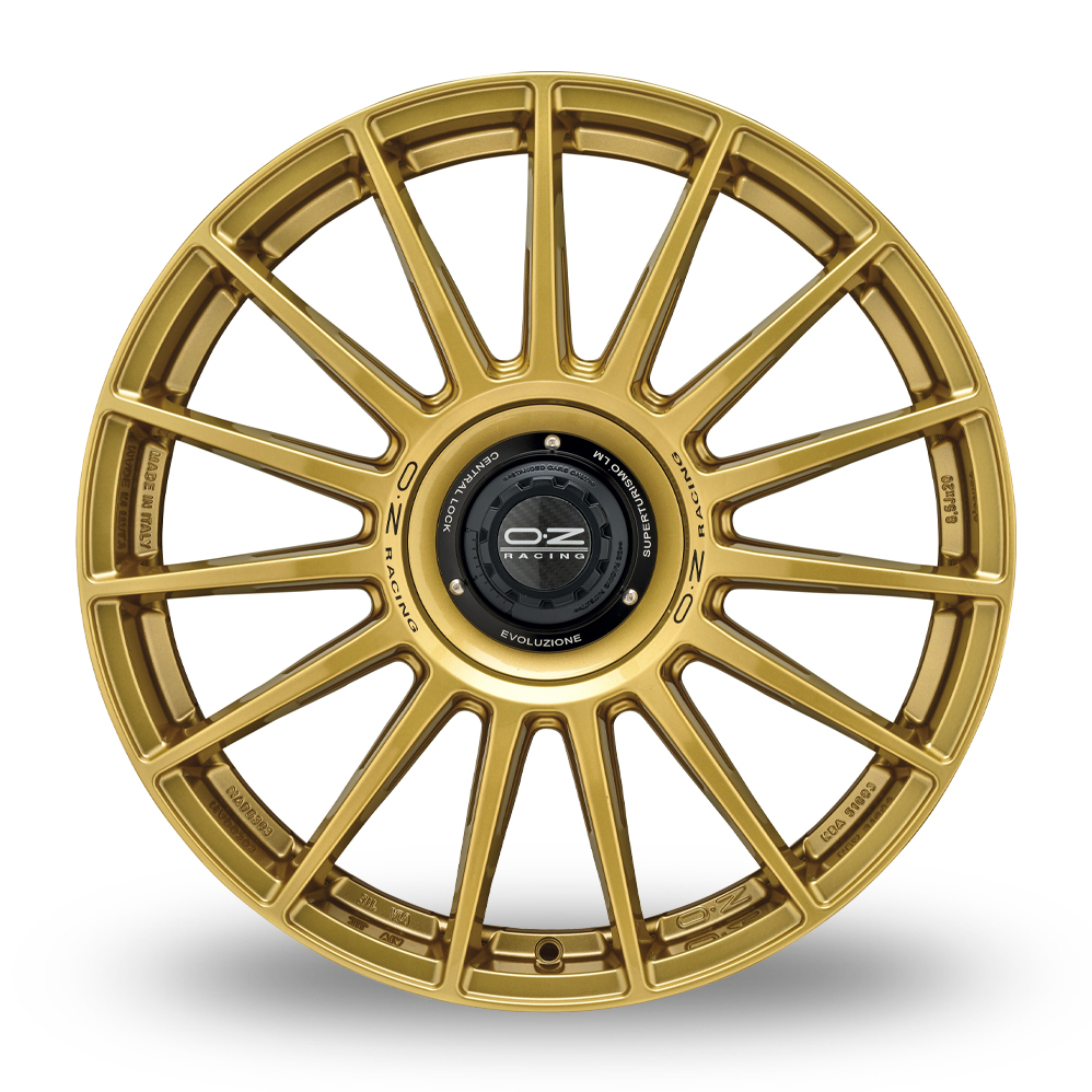 18" OZ Racing Supertur Evoluzione Race Gold Black Lettering Alloy Wheels