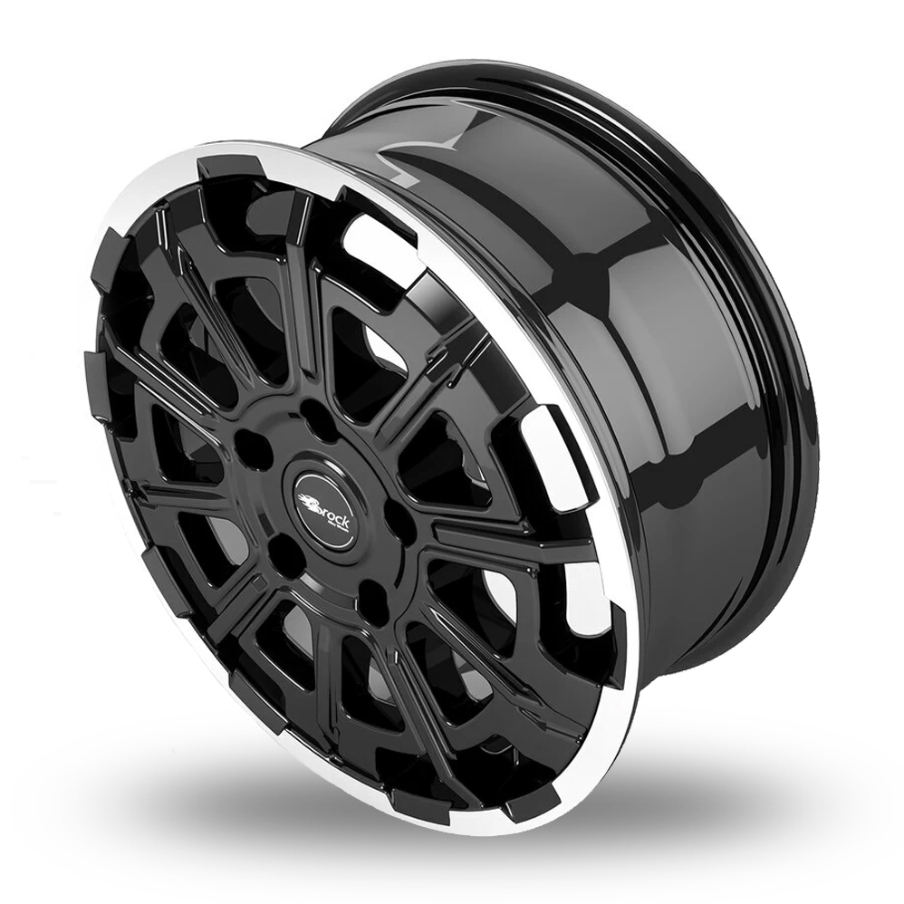 17" Brock B45 Gloss Black Polished Alloy Wheels