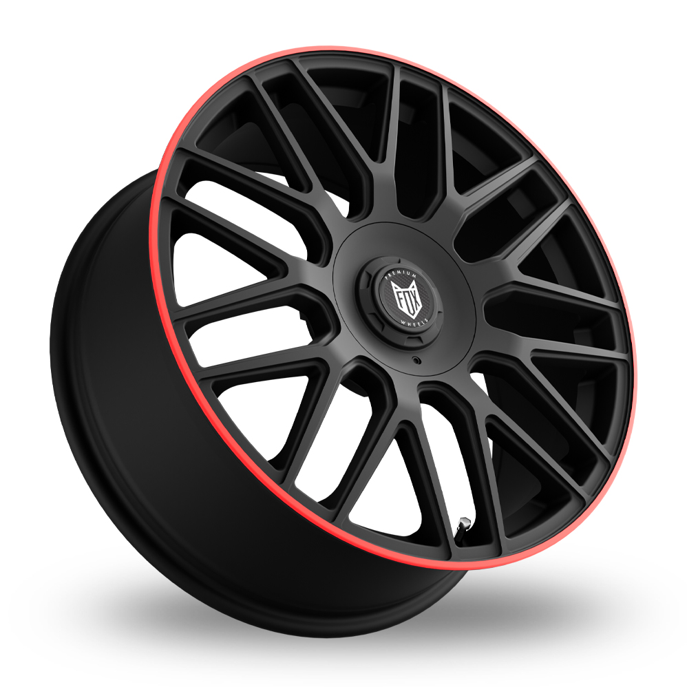 19" Fox Racing VR3 Satin Black Red Lip Alloy Wheels