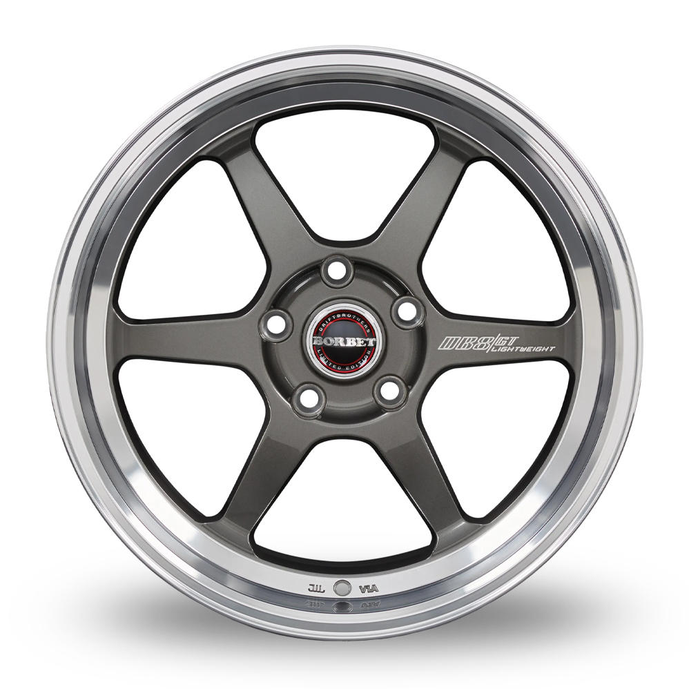 18" Borbet DB8GT Graphite Polished Rim Alloy Wheels