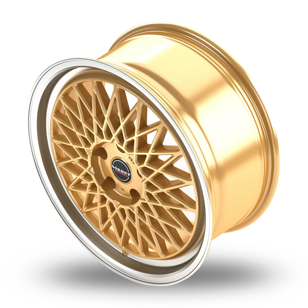 17" Borbet B Gold Rim Polished Alloy Wheels
