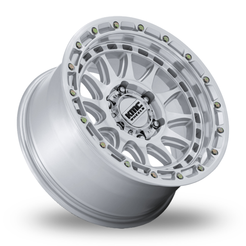 17" KMC KM556 Crux (USA Warehouse) Gloss Silver Polished Alloy Wheels