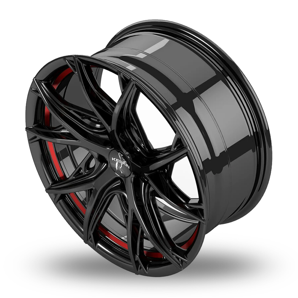 19" Keskin Tuning KT24C Gloss Black Red Inside Alloy Wheels