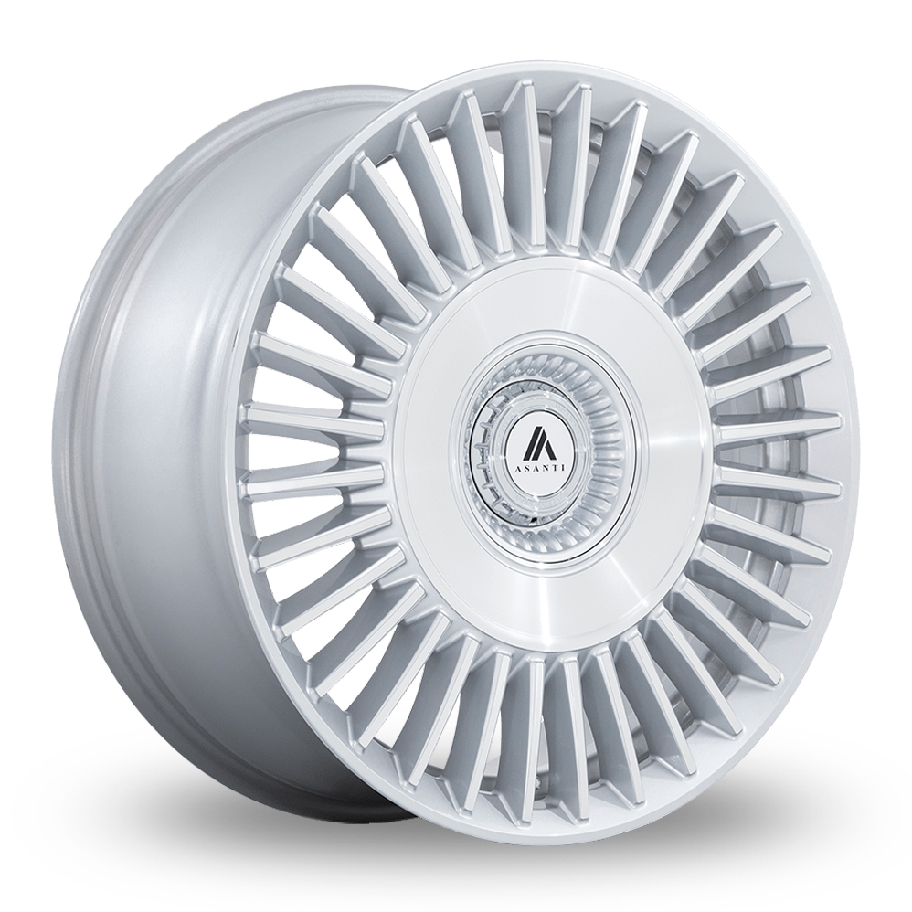 Asanti Black AB040 Tiara Gloss Silver Bright Mach Face Alloy Wheels