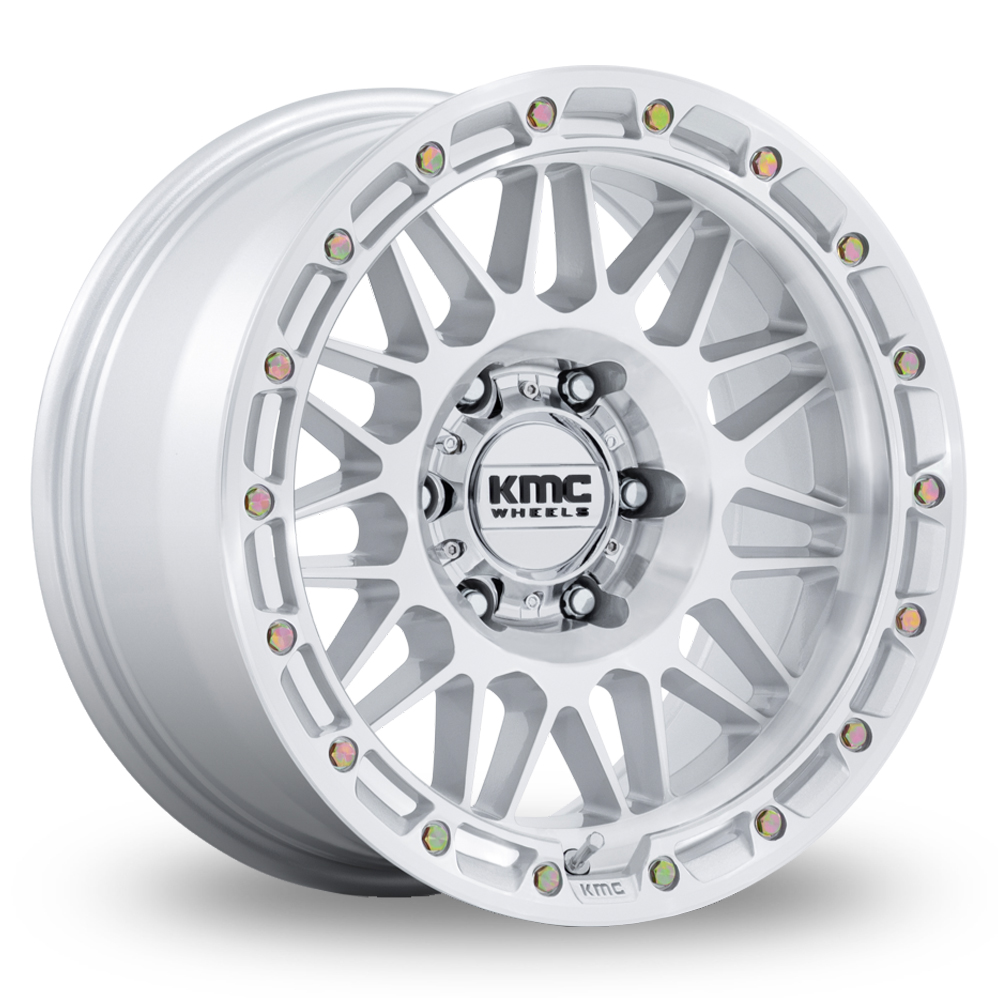 KMC KM555 Attack (USA Warehouse) Gloss Silver Polished Alloy Wheels