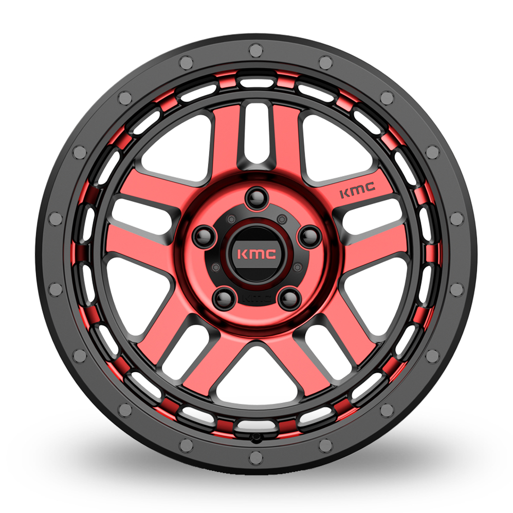 17" KMC KM540 Recon Gloss Black Machined With Red Tint Alloy Wheels