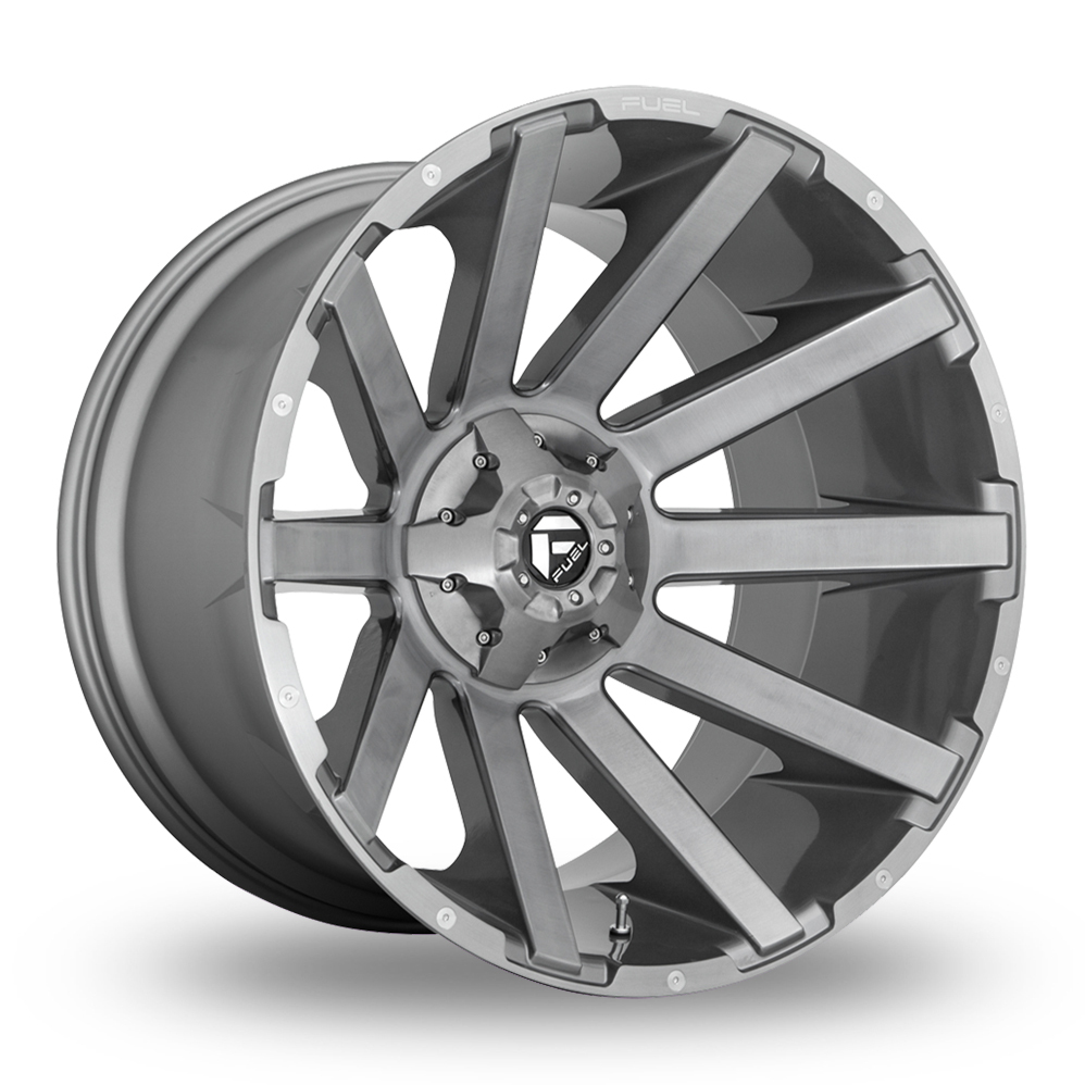 Fuel Off-Road D714 Contra Platinum (USA Warehouse) Brushed Gunmetal Tinted Clear Alloy Wheels