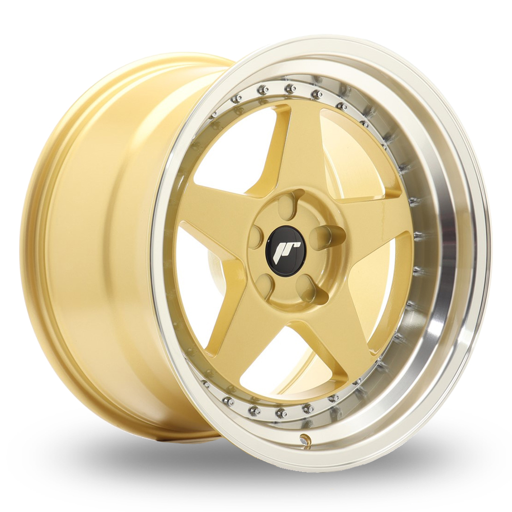 Japan Racing JR6 (10x17) (Custom Fitment) Gold Machined Lip Alloy Wheels