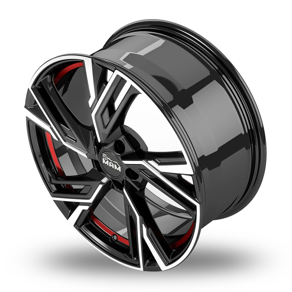 16" MAM RS5 Black Polished Red Inside Alloy Wheels