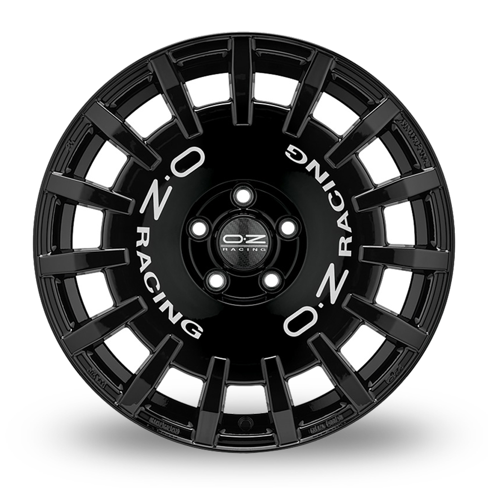 17" OZ Racing Rally Racing Gloss Black Silver Lettering Alloy Wheels