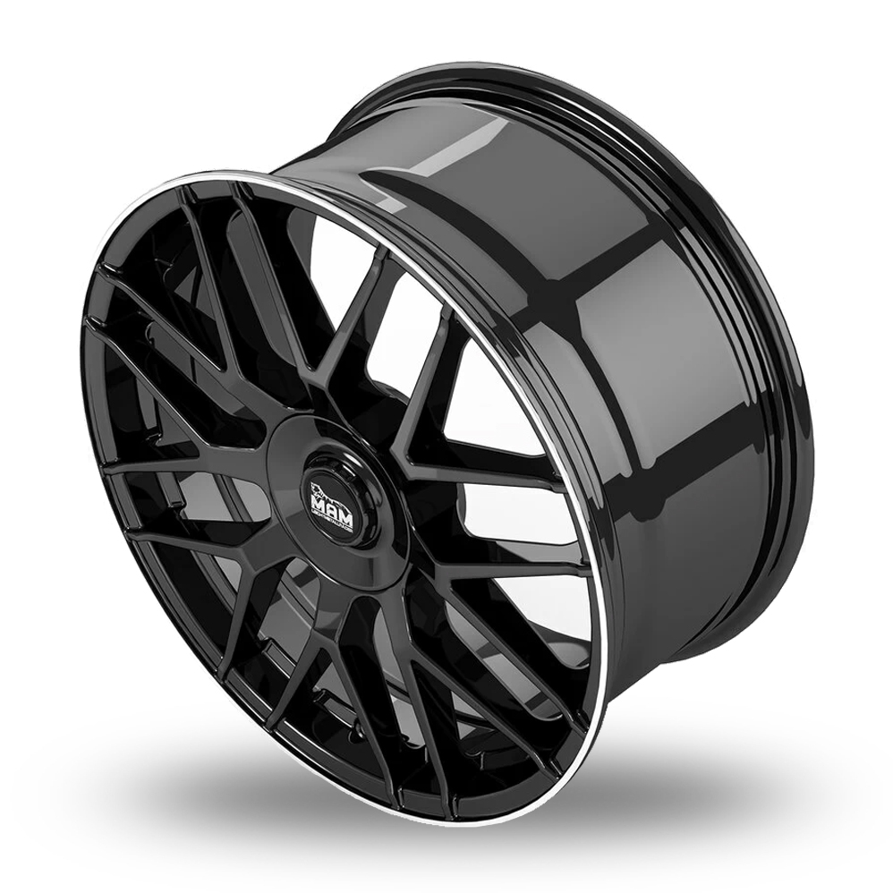 18" MAM GT1 Black Polished Lip Alloy Wheels