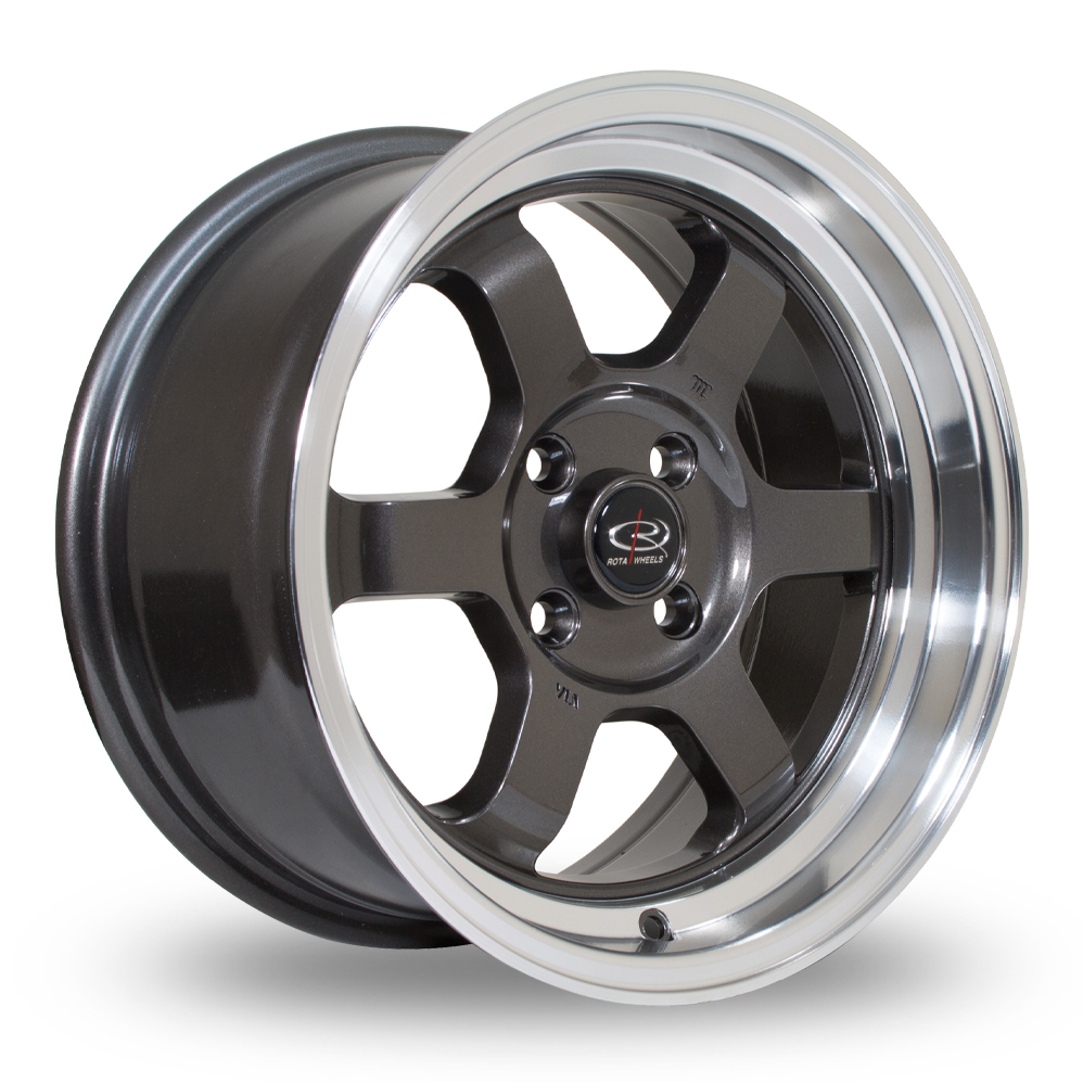Rota Grid-V Gunmetal Polished Lip Alloy Wheels