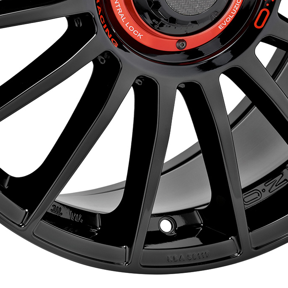 20" OZ Racing Supertur Evoluzione Gloss Black Red Lettering Alloy Wheels