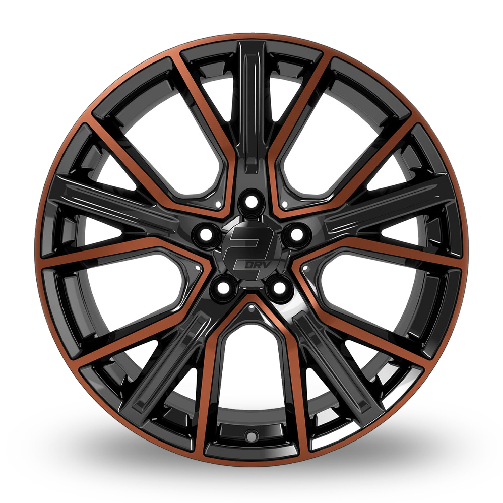 17" 2DRV WH34 Gloss Black Polished Copper Face Alloy Wheels