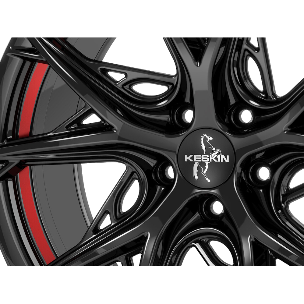 19" Keskin Tuning KT24 Gloss Black Red Inside Alloy Wheels
