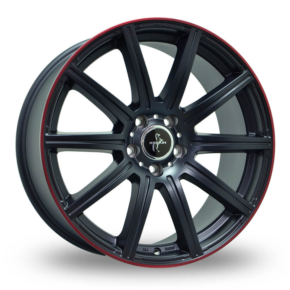 Keskin Tuning KT16 Matt Black Lip Red Alloy Wheels